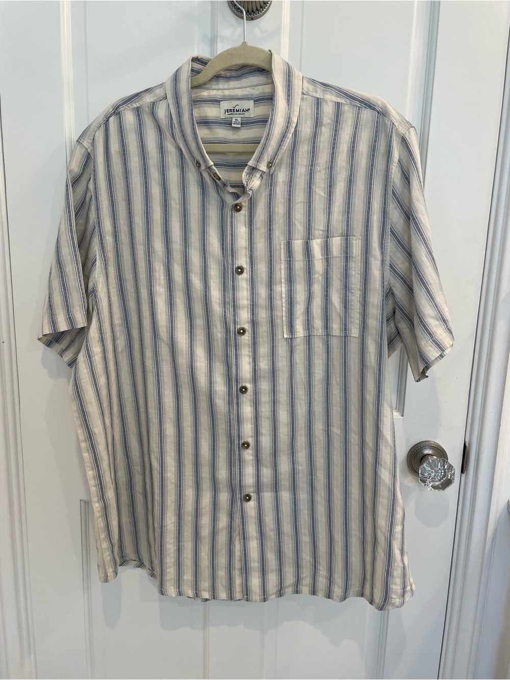 Classic Short-Sleeve Button-Down Shirt - Blue Stripe